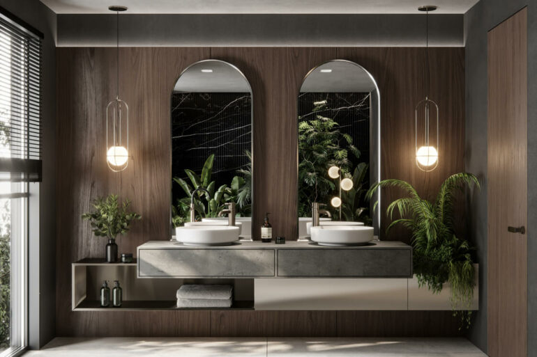 Ausgefallene Spiegel fürs Gäste WC: Modernes Badezimmer