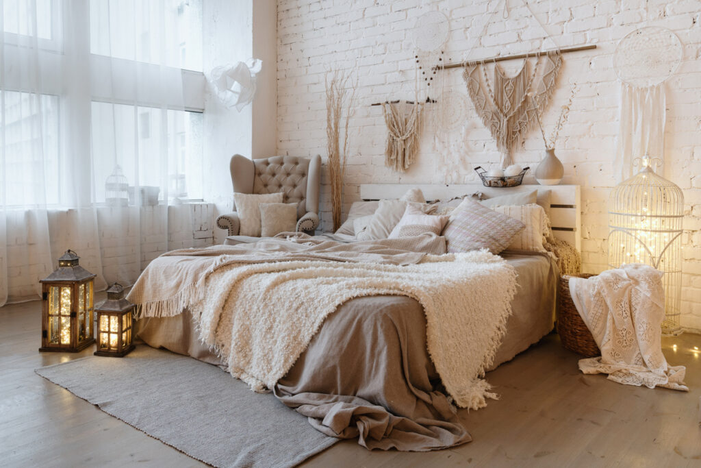 Schlafzimmer im boho look