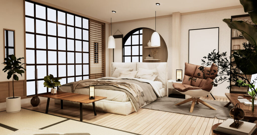 Japandi oder Wabi Sabi: Schlafzimmer in Japandi Optik