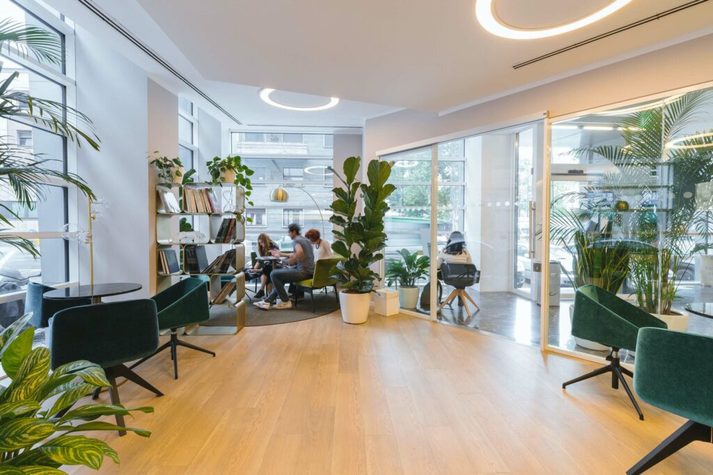 Pflanzen fürs Büro: Office mit verschiedenen Pflanzen